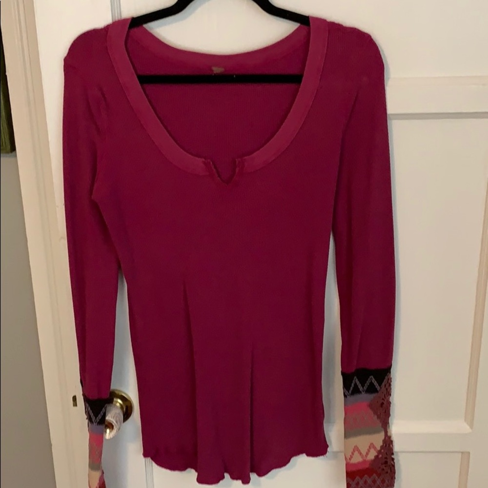 Free people crochet long sleeve top